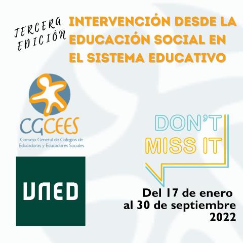 3ª EDICIÓN PROGRAMA MODULAR "INTERVENCIÓN DESDE LA EDUCACIÓN SOCIAL EN EL SISTEMA EDUCATIVO". CGCEES-UNED