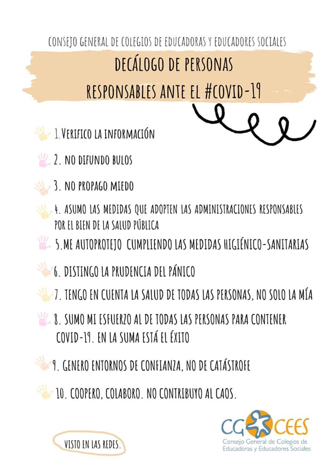 DECÁLOGO DE PERSONAS RESPONSABLES ANTE EL #COVID-19