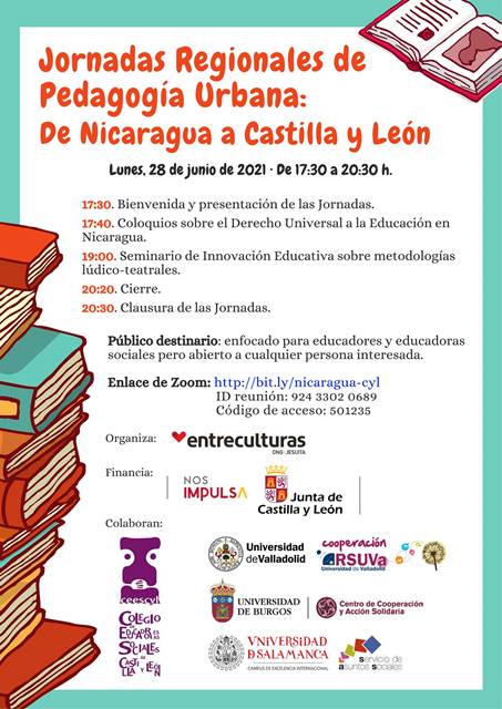 JORNADAS REGIONALES DE PEDAGOGÍA URBANA: DE NICARAGUA A CASTILLA Y LEÓN.  28 JUNIO DE 2021.  ON LINE