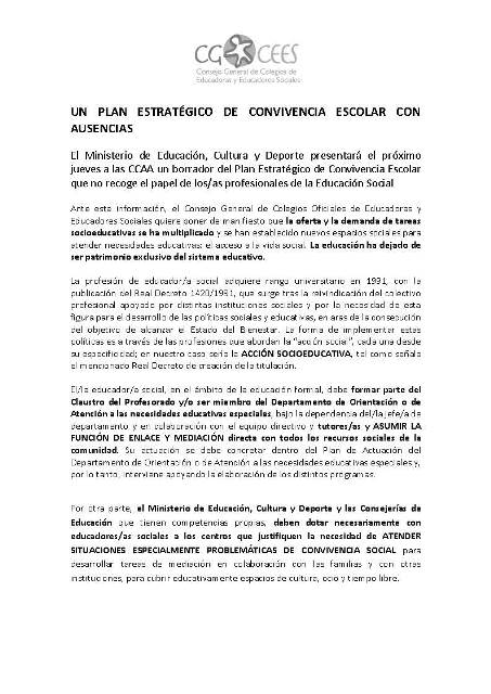 UN PLAN DE CONVIVENCIA ESCOLAR CON AUSENCIAS