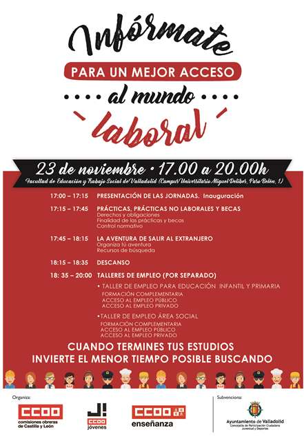 PARTICIPACIÓN DEL CEESCYL EN LA JORNADA "INFÓRMATE PARA UN MEJOR ACCESO AL MUNDO LABORAL". CCOO CYL. 23 NOVIEMBRE