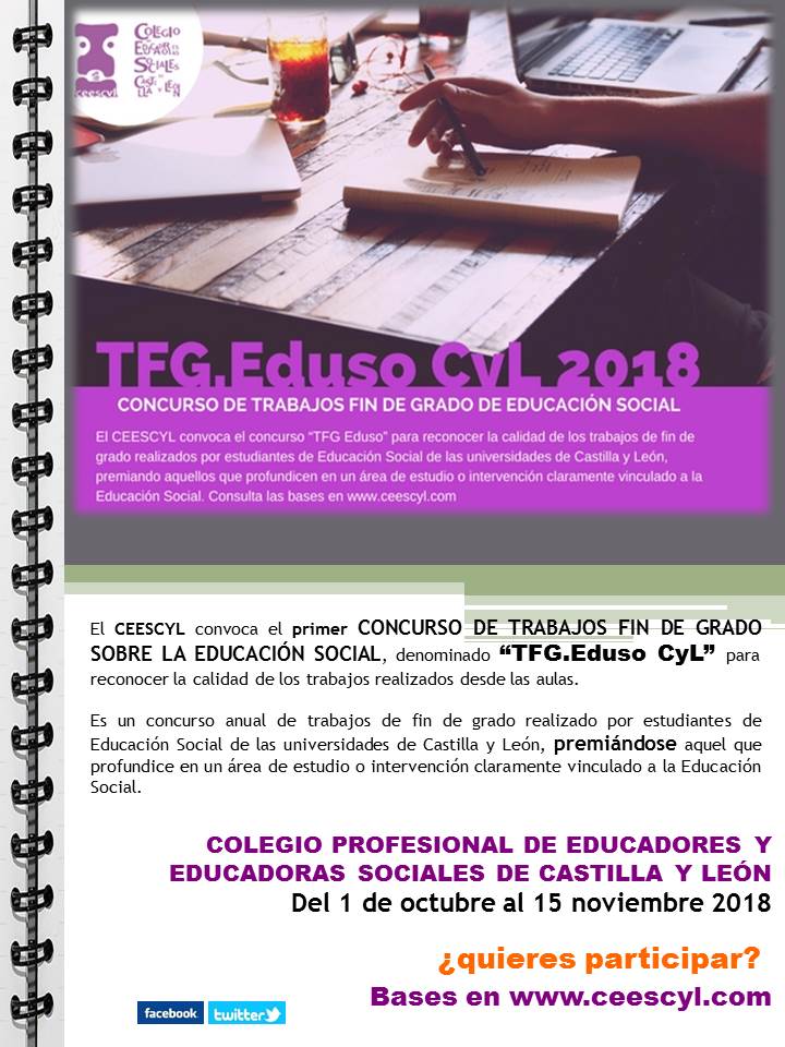 ABIERTO EL PLAZO PARA PRESENTAR LOS TFG DE EDUCACIÓN SOCIAL AL PRIMER CONCURSO CEESCYL TFG.EDUSO CYL 2018