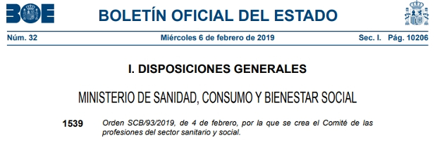 EL CGCEES FORMA PARTE DEL COMITÉ DE LAS PROFESIONES DEL SECTOR SANITARIO Y SOCIAL