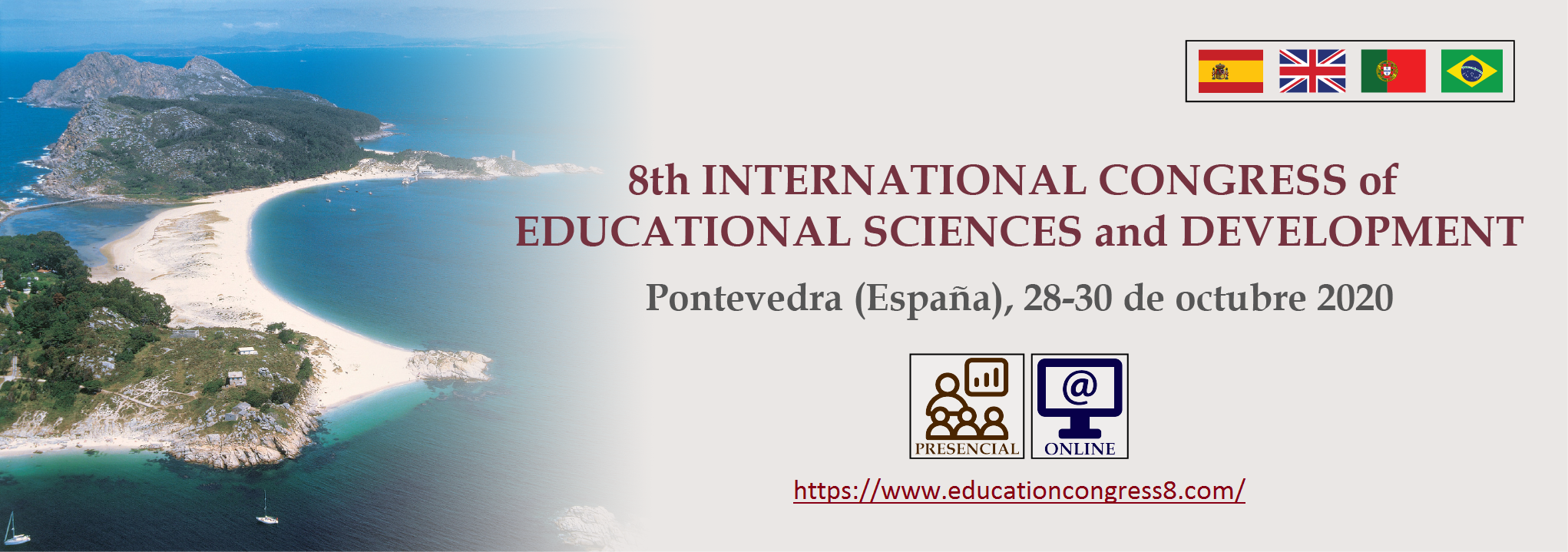 8º CONGRESO INTERNACIONAL DE CIENCIAS DE LA EDUCACIÓN Y DEL DESARROLLO (PRESENCIAL Y ON LINE). PONTEVEDRA, DEL 28 AL 30 DE OCTUBRE 2020. CUOTAS REDUCIDAS PARA COLEGIADOS/AS.